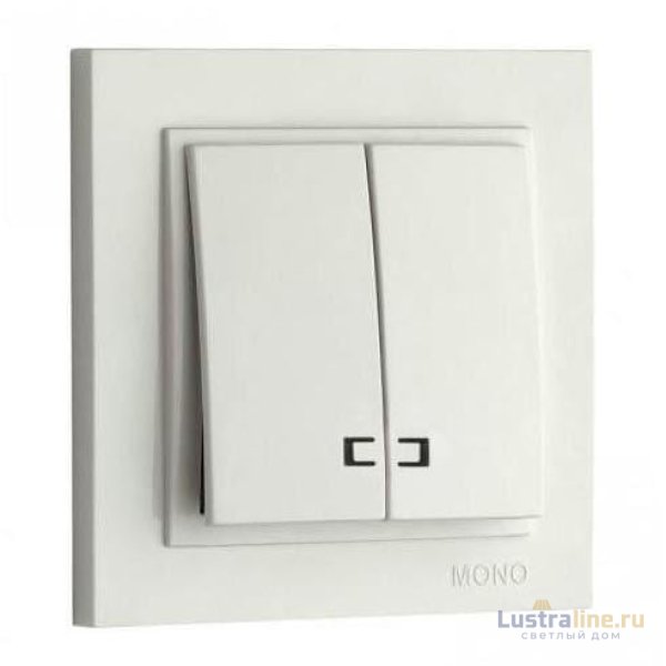 Выключатель двухклавишный с подсветкой Mono Electric Despina 10А 250В белый 102-190025-103