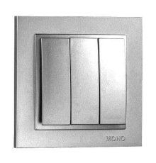 Выключатель трехклавишный Mono Electric Despina 10А 250В серебро 102-212122-114