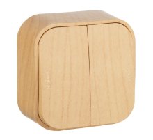 Переключатель двухклавишный на 2 направления Legrand Quteo 10A 250V дерево 782266
