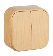Переключатель двухклавишный на 2 направления Legrand Quteo 10A 250V дерево 782266