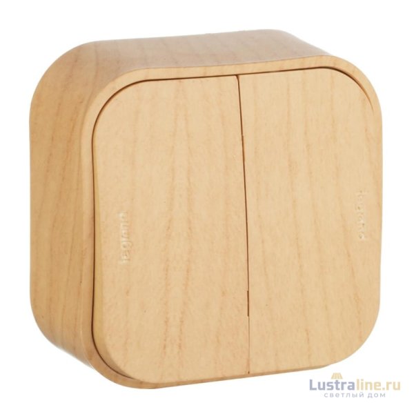 Переключатель двухклавишный на 2 направления Legrand Quteo 10A 250V дерево 782266