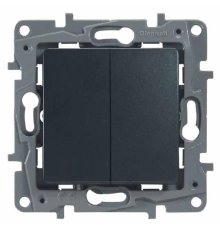 Переключатель двухклавишный Legrand Etika 10A 250V антрацит 672612