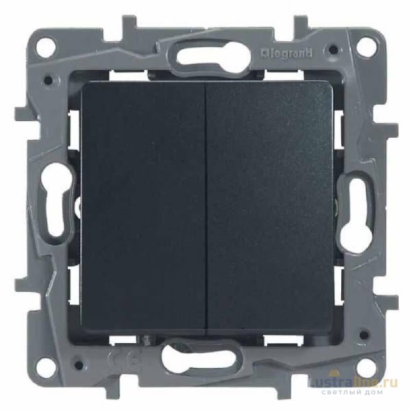 Переключатель двухклавишный Legrand Etika 10A 250V антрацит 672612
