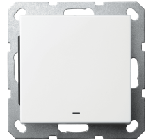 Выключатель одноклавишный проходной Jasmart со светодиодом с накладкой 10A 250V белый глянцевый G3012NW