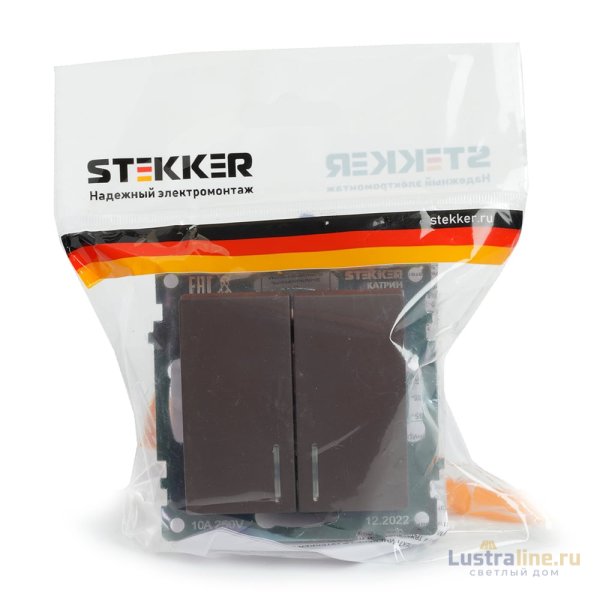 Выключатель 2-клавишный Stekker Катрин GLS10-7102-04 49021