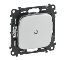 Переключатель одноклавишный Legrand Valena Allure 10А 250В с подсветкой алюминий 752926