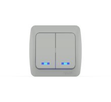 Выключатель двухклавишный с подсветкой ELBI Eva 554-011500-203