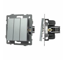 Механизм выключателя трехклавишный непроходной Arlight SWT-MK03-PL-GR-V (250V, 10A) 049898