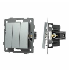 Механизм выключателя трехклавишный непроходной Arlight SWT-MK03-PL-GR-V (250V, 10A) 049898