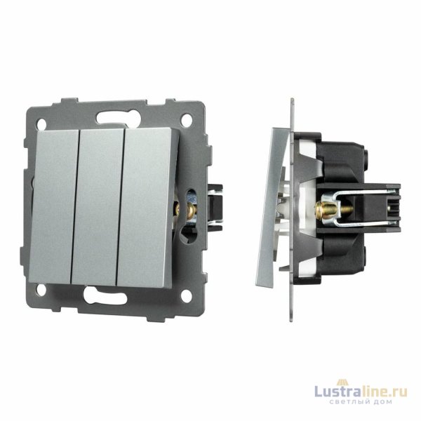 Механизм выключателя трехклавишный непроходной Arlight SWT-MK03-PL-GR-V (250V, 10A) 049898