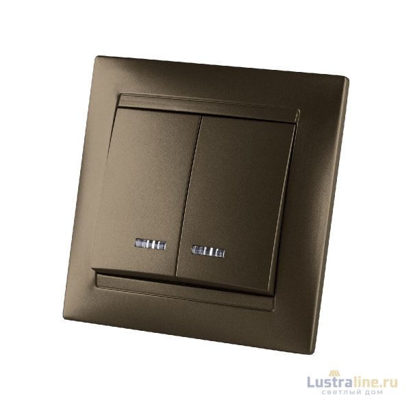 Выключатель двухклавишный с подсветкой Лама TDM Electric SQ1815-0705