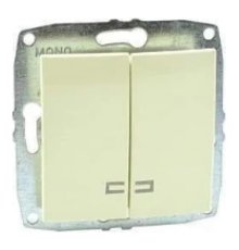 Выключатель двухклавишный с подсветкой Mono Electric Despina-Larissa 10А 250В крем 500-001725-103