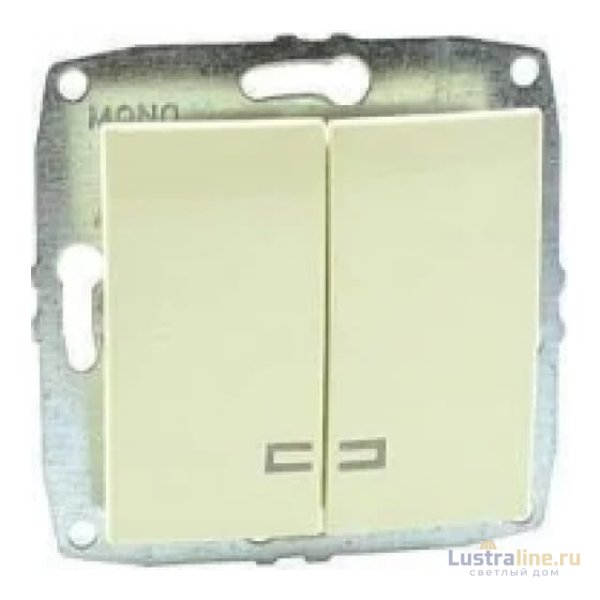 Выключатель двухклавишный с подсветкой Mono Electric Despina-Larissa 10А 250В крем 500-001725-103