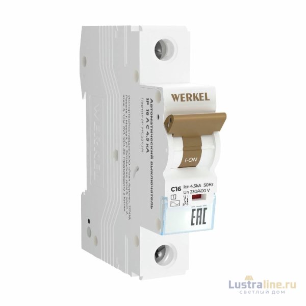 Автоматический выключатель 1P 16 A C 4,5 kА Werkel W901P164 4690389192555 a062455