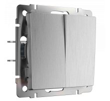 Выключатель двухклавишный проходной Werkel (cеребряный рифленый) W1122009 4690389159626