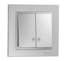 Выключатель двухклавишный проходной Mono Electric Despina серебро 102-212123-111
