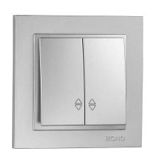 Выключатель двухклавишный проходной Mono Electric Despina серебро 102-212123-111