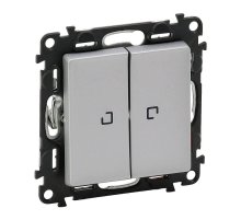 Выключатель двухклавишный Legrand Valena Life 10A 250V с подсветкой алюминий 752628