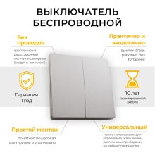 Выключатель беспроводной двухклавишный Feron TM82 41720