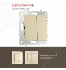 Выключатель двухклавишный Arte Milano 206.30-2.shampan