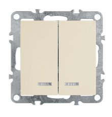 Выключатель двухклавишный Stekker Эрна с подсветкой слоновая кость PSW10-9102-02 39321