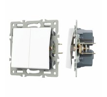 Механизм выключателя двухклавишный проходной Arlight SWT-MKP2-PL-WH (250V, 16A) 043727