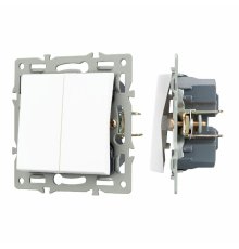 Механизм выключателя двухклавишный проходной Arlight SWT-MKP2-PL-WH (250V, 16A) 043727