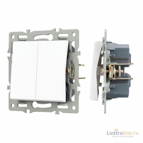 Механизм выключателя двухклавишный проходной Arlight SWT-MKP2-PL-WH (250V, 16A) 043727