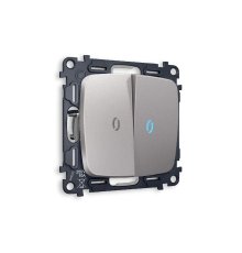 Комплект механизма 2-кл проходного выключателя с подсветкой Ambrella Volt Omega MO504040