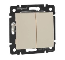 Переключатель двухклавишный на 2 направления Legrand Valena 10A 250V cлоновая кость 774308