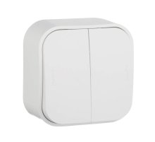Выключатель двухклавишный Legrand Quteo 10A 250V белый 782202
