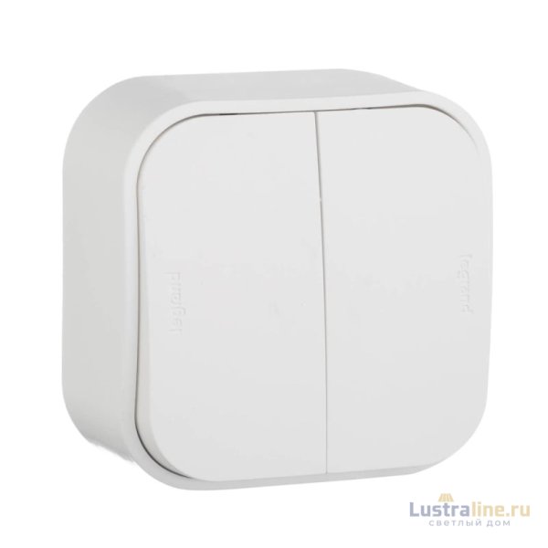 Выключатель двухклавишный Legrand Quteo 10A 250V белый 782202