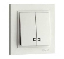 Выключатель двухклавишный с подсветкой Mono Electric Despina 10А 250В слоновая кость 102-010025-103