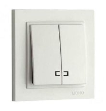 Выключатель двухклавишный с подсветкой Mono Electric Despina 10А 250В слоновая кость 102-010025-103