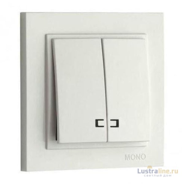 Выключатель двухклавишный с подсветкой Mono Electric Despina 10А 250В слоновая кость 102-010025-103
