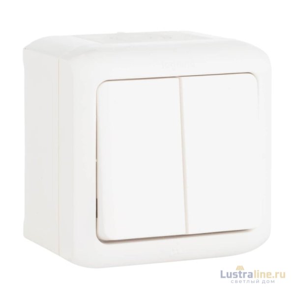 Выключатель двухклавишный Legrand Quteo 10A 250V IP44 белый 782302