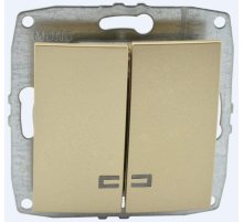 Выключатель двухклавишный с подсветкой Mono Electric Despina-Larissa 10А 250В титан 500-002225-103