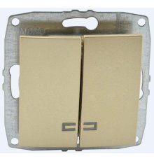 Выключатель двухклавишный с подсветкой Mono Electric Despina-Larissa 10А 250В титан 500-002225-103