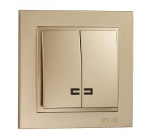 Выключатель двухклавишный с подсветкой Mono Electric Despina 10А 250В титан 102-222225-103