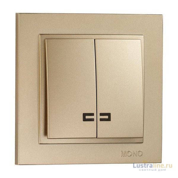 Выключатель двухклавишный с подсветкой Mono Electric Despina 10А 250В титан 102-222225-103