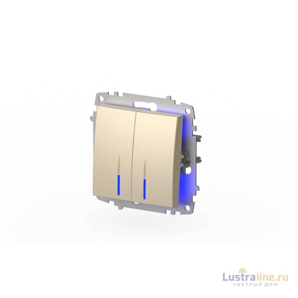 Выключатель двухклавишный с подсветкой ELBI Zena Vega 609-012500-203 Выключатель двухклавишный с подсветкой ELBI Zena Vega 609-012500-203
