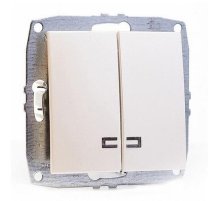 Выключатель двухклавишный с подсветкой Mono Electric Despina-Larissa 10А 250В жемчуг 500-002525-103