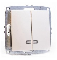 Выключатель двухклавишный с подсветкой Mono Electric Despina-Larissa 10А 250В жемчуг 500-002525-103