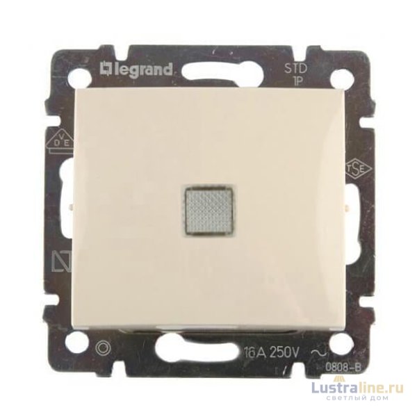 Переключатель одноклавишный на 2 направления Legrand Valena 16A 250V с подсветкой слоновая кость 774103