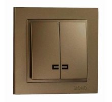 Выключатель двухклавишный с подсветкой Mono Electric Despina 10А 250В бронза 102-232325-103