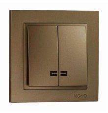Выключатель двухклавишный с подсветкой Mono Electric Despina 10А 250В бронза 102-232325-103