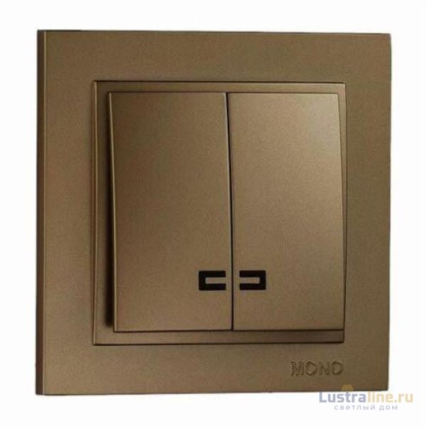 Выключатель двухклавишный с подсветкой Mono Electric Despina 10А 250В бронза 102-232325-103