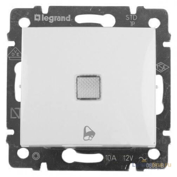 Выключатель кнопочный одноклавишный Legrand Valena 10A 250V с подсветкой Звонок белый 774215