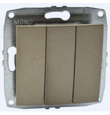 Выключатель трехклавишный Mono Electric Despina-Larissa 10А 250В бронза 500-002322-114