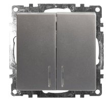 Выключатель 2-клавишный c индикатором Stekker Катрин 39579